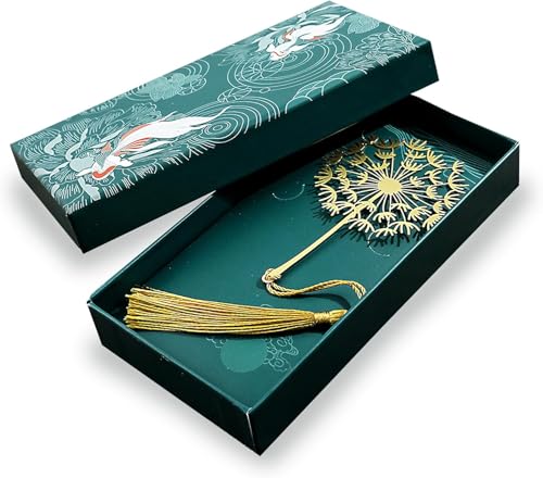 1 Stück Dandelion Metall Lesezeichen im Geschenkbox Personalisierte Lesezeichen Ästhetische Metall Lesezeichens Wasserdichte Lesezeichens für Bücherliebhaber Ausgefallenes Geschenk für Buchliebhabe