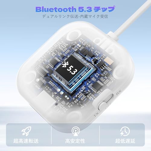 【2026新登場】Bluetooth 5.3 トランスミッター&レシーバー TEOOT 一台2役 Aux Bluetooth受信機+送信機 3.5mm Aux ジャック テレビ用ブルートゥース トランスミッター 2台同時接続 低遅延 TV/AirPods/パソコン/ヘッドホン/イヤホン/スピーカー/家庭用/飛行機/船舶用/ジム向け『TELEC認証取得済み』