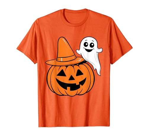 Halloween Tshirt Orange Pumpkin Spooky Horror Party Costume T-Shirt