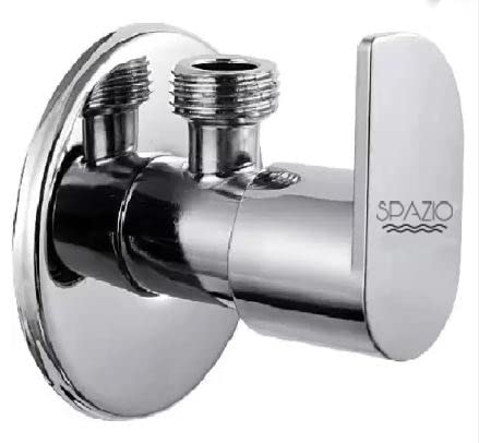Spazio Stainless Steel Alive Collection Angle Valve/Cock Bathroom Tap Foam Flow Water with Wall Flange (Chrome Plated, Brass Disc, Pack of 1)-image-18