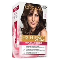 L'Oréal Paris, Permanent Hair Dye, Strengthening & With Up To 100% Grey Coverage, Excellence, Dark Brown 4.0