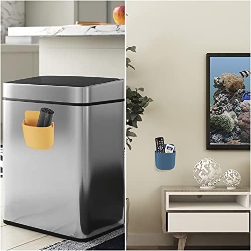 6 Pcs Remote Control Holders, Self-adhesive Remote Control Storage Box, Wall Mounted Phone Holder Organizer for Home, Office, Remote, Pencil, Phone Charging Storage Boxes Holder - 6 Colors