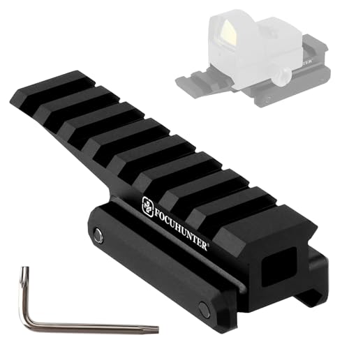 FOCUHUNTER Picatinny Rail Fast Riser with 8 Slots, Offset Picatinny Riser Mount, Optics Riser Mount with Recoil Stop Base, 3.5 inch Red Dot Riser Mount for Sight, Scope, Any Picatinny Accessories