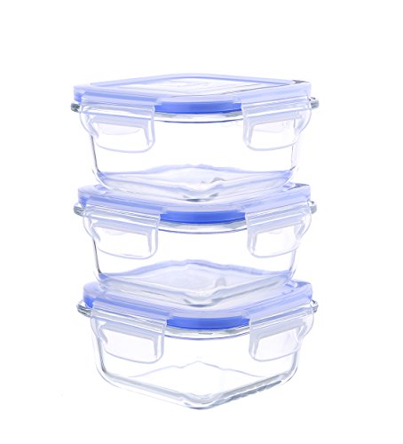 Kinetic Go Green Glassworks Elements Series 6-Piece Square Food Storage Container Set includes 3 Containers and 3 Vented Lids