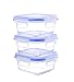 Kinetic Go Green Glasslock Elements Series 6-Piece Square Food Storage Container Set includes 3 Containers and 3 Vented Lids 55094