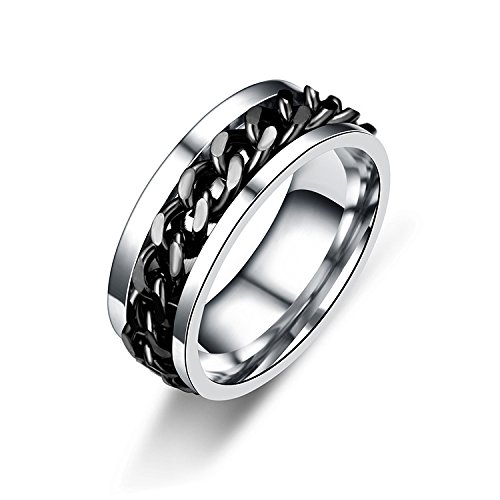 Thrillz Limited Edition Stylish Stainless Steel 8mm Rotating Spin Chain Black Silver Ring For Men and Boys (Silver, 9) (B09NTMRZ6Z) Amazon Price History, Amazon Price Tracker