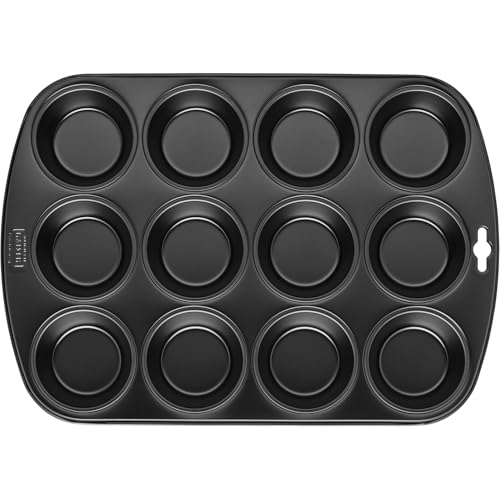 Foto von Original Kaiser Inspiration Muffinform Blech für 12 Muffins, Muffin Backblech 38 x 27 cm, antihaftbeschichtet, Standardgröße, Cupcake Formen, schwarz