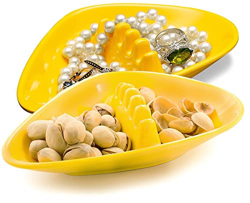 Boomerang Tablett - 2 Stück - Senfgelb - Retro Vintage Mitte des Jahrhunderts moderner Schmuck, Ring und Schmucktablett Cover