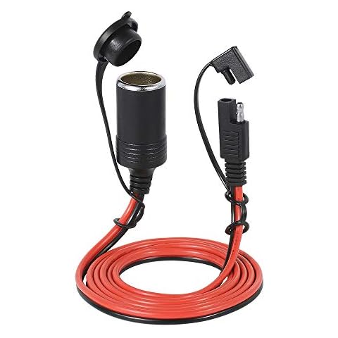 12V 20A SAE Cigarette Lighter Socket Car Charger Female Connector Plug Waterproof 2 Pin Quick Release Disconnect Adapter 1.5m Extension Cable with Fuse Cover