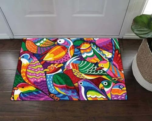���փ}�b�g �I�E���̋ѐD��̐F�̉H���i�����Ɖ��O�j 50×80cm doormat Parrot Brocade Color Feathers Indoor And Outdoor
