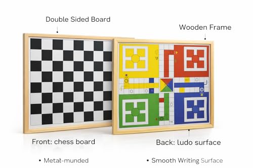 Image of 2-in-1 Ludo, Wooden Board Game| Ludo Game Set | Vibrant Multiplayer Game for Kids & Adults | Smooth & Durable Indoor Board Game Set Indoor Game (ludoandchess)