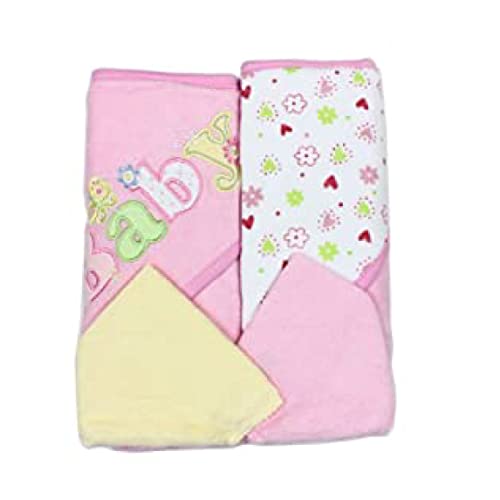 Image of Spasilk Hooded Terry Bath Towel with Washcloths, Pink Baby, 2-Count