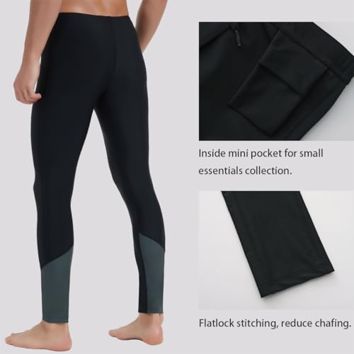 Ubestyle UPF 50+ Men's Active Surfing Water Leggings Swim Pants Swim Tights Beach Pants Sun Protective (UBT3006BLACKGRAYS) - Thumbnail 3