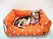 Alphadog Series Dog&cat Square Canvas Cushion Bed(Small, Orange)