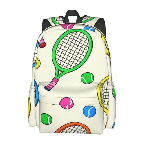panverix Raqueta de tenis de dibujos animados de 13 pulgadas, mochila de senderismo para hombres y mujeres