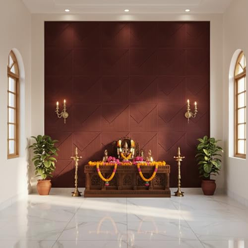 Image of Kayra Decor Kayra Decor 3D Wall Panel - USA Certified SGS Approved PVC Fluted Design, Ruby Rose Color 19.7 inch x 19.7 inch (Pack of 18) - Covers 48.51 Sq. Ft.