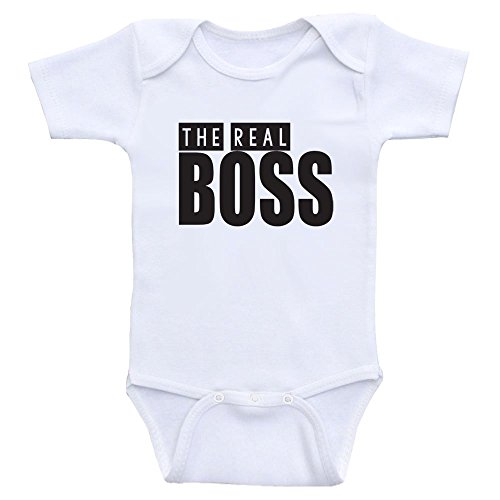 Funny Baby Clothes - The Real Boss - Baby Bodysuits For Girls or Boys