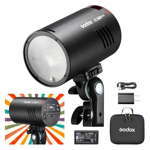 Image of Godox AD100ProII 100Ws Pocket Portable Studio Flash, Compatible with Canon Nikon Sony, 2850mAh Battery 360 Flashes 1 /8000s HSS TTL, IP54 Outdoor for Wedding Portrait Photography