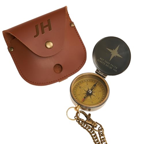 Personalized Engraved Working Compass with Custom Handwriting, Handheld Solid Brass Handmade Compass, Anniversary Graduation Gift for Men/Boy, Father to Son, Hiking