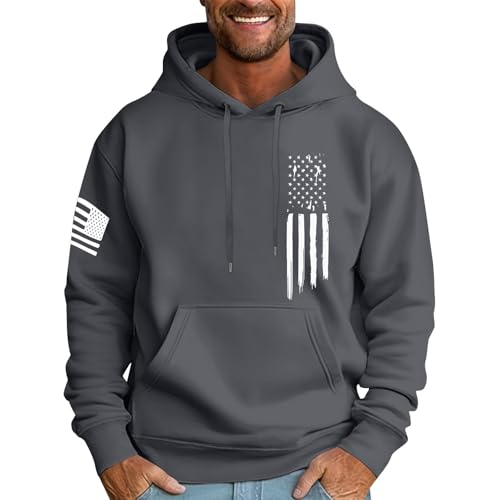 Ymosrh Men's Graphic Hoodies USA Flag American Patriotic Long Sleeve Pocket Pullover Sweatshirts, M-6XL