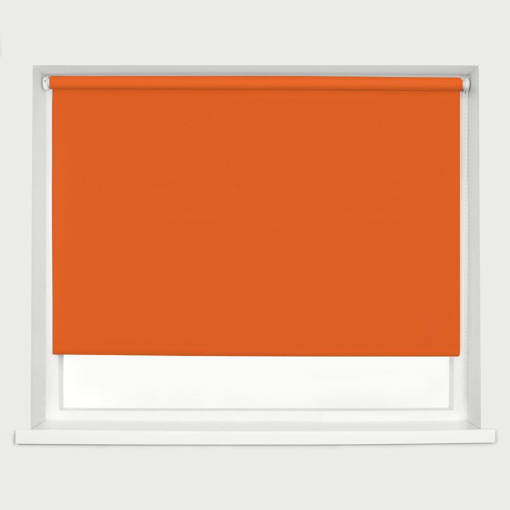 Burnt Orange Blackout Roller Blinds Thermal Blackout Material Metal Brackets & FIttings 25mm Roller Tube Easy Fit Child Safe Bedroom Office 90cm Width x 160cm Length — image 1