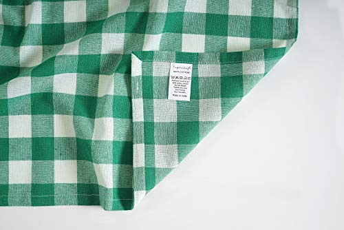 Image of FINGERCRAFT 100% Cotton Cloth Napkins Set of 12 - 20x20 Inch (50x50 cm) Reusable Soft & Absorbent Gingham Check Dinner Table Napkins (Green White Check, Set of 12)