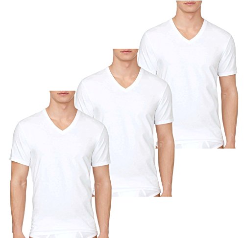 Calvin Klein Men's Basic V-Neck T-Shirt, White, Medium, 3-Pack