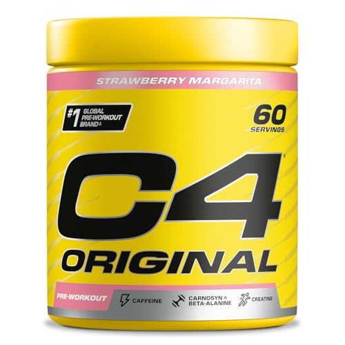 C4 Original Beta Alanine Sports Nutrition Bulk Pre Workout Powder for Men & Women | Best Pre-Workout Energy Drink Supplements | Creatine Monohydrate | Strawberry Margarita | 60 Servings