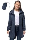 33,000ft Women's Waterproof Long Rain Coats Packable Rain Jacket with Hood Trench Coats Windbreaker