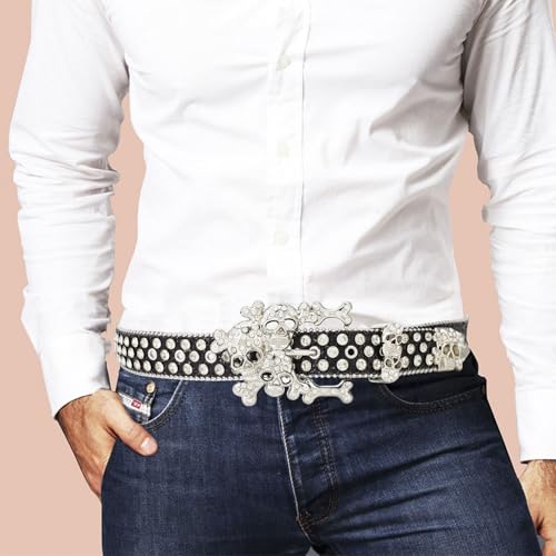 Punk Rhinestones Belt Adjustable Studded Belt Rock Styles Unisex Waistband for Party and Casual Wear2