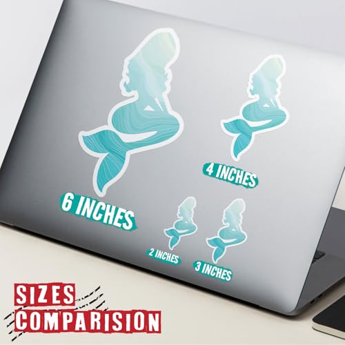 Image of Beautiful Mermaid 1 (Set of 3) Waterproof Vinyl Die-Cut Sticker 2 inch x 1.3 inch for Laptop Water Bottle Tumbler Phone Case Car Skateboard Bumper Cute Retro Teens Adults Aesthetic Indoor Outdoor Kids Adults