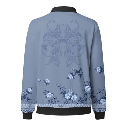 Womens Bomber Jacket Lightweight Long Sleeve Coat Casual Zip Up Jacket - image 4
