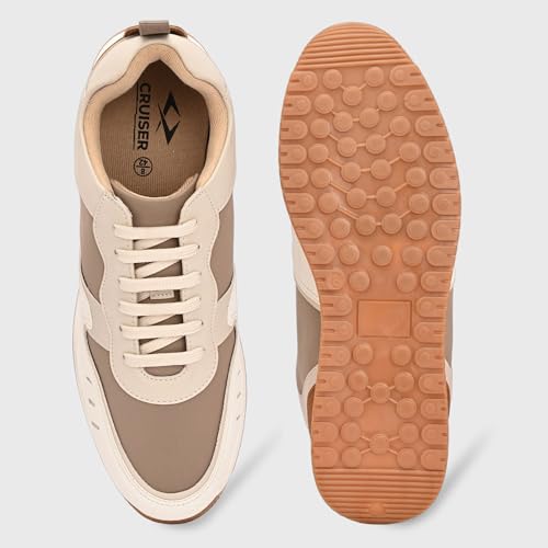 Image of Cruiser Men's Color Block Low-Top Sneakers | Cushioned Insole Comfortable Shoes | Durable TPR Sole with Trendy & Stylish Sneakers | Lace-Up Design with Gum Rubber Sole & Heel Pull-Tab (2654)