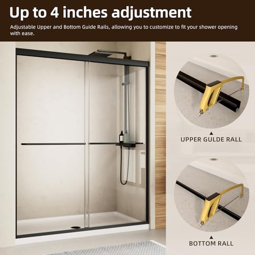 Image of Royal Guard Double Sliding Shower Door,56-60 inch W x 72 inch H,Matte Black