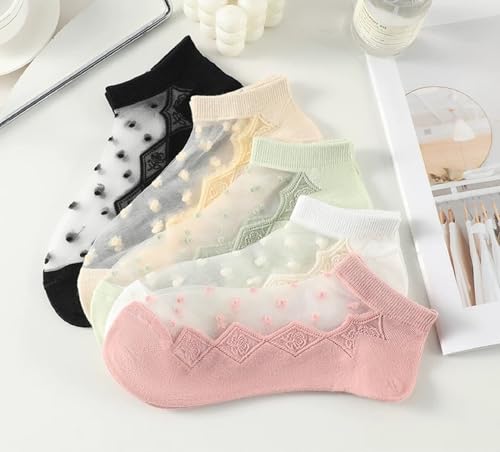 Image of Benefeet Sox Sheer Socks for Women Girls Mesh Ankle Socks Transparent Mesh Lace Sock Cute Thin Nylon See Through Sock