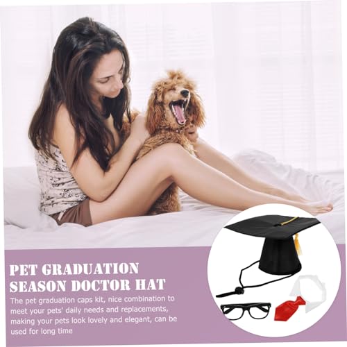 Set para perro Gorra y Corbata de graduación en rojo miniatura 7