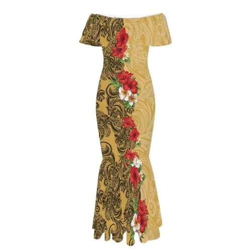 Image of Polynesian for Women S-7XL Off Shoulder Maxi Dress Hawaiian Summer Dresses