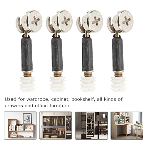 Cam Fittings with Dowel Pre Inserted Nut Connectors for Cabinet Furniture 3 in 1 Connecting Rod, Black - Image 2