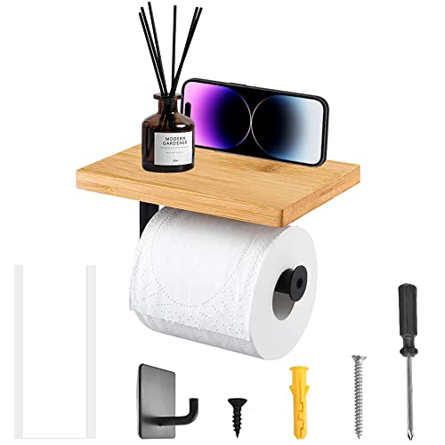 Schramm® Bambus Toilettenpapierhalter Mit Ablage – 12x16x10 Cm, Wandmontage, Nachhaltig