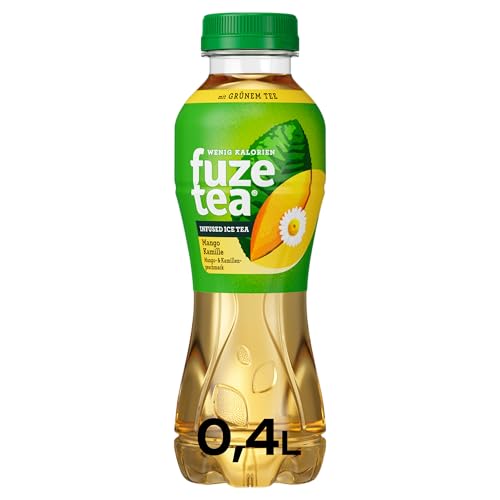 Fuze Tea Grüner Tee Mango Kamille - erfrischende Fusion aus Tee, Saft und Kräutern mit Kombination aus Mango und Kamille - kalorienarmer Eistee aus nachhaltigem Anbau - Einweg Flaschen (12 x 400 ml)