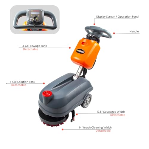 image for SUNMAX RT15 Compact Commercial Walk-Behind Floor Scrubber Machine, 14