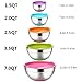 REGILLER Stainless Steel Mixing Bowls with Airtight Lids, 5 Piece Colorful Silicone Flat Base Nesting Metal Bowls, Measurement Lines for Cooking Supplies