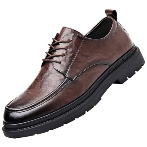 Men’s Modern Fashion Dress Shoes for Men, Platform Lace-up Genuine Leather Comfort Dress Shoes for Wedding Office