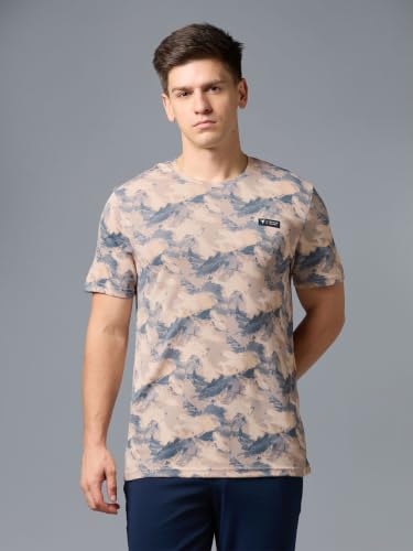 Image of TECHNOSPORT Men's Slim Fit Half Sleeve Crew Neck T-Shirt, TECHNOCOOL+ Quick Dry Moisture Wicking Stretchable Sports Gym and Casual Wear