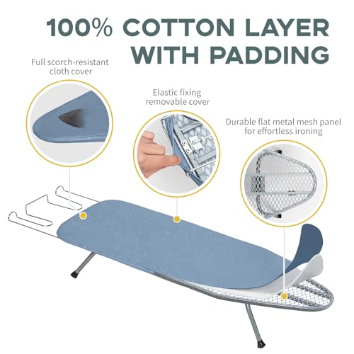 image for Table Top Ironing Board, RAINHOL Small Folding Iron Board Portable wit