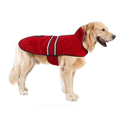 Topsoso Dog Jacket Fleece Winter Coat Waterproof Soft Cozy Snowsuit With Reflective Belt For Medium And Large Dogs. (Xxl, Red). #TOP8