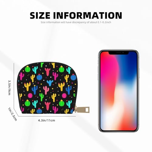 Credit Card Holder trippy dots cactus Small RFID Wallet Slim Leather Card Organizer Case with Zipper3