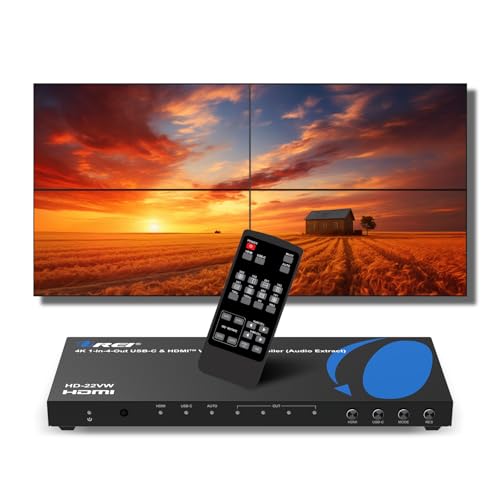 OREI 4K Video Wall Controller for Multi-Screen Display with HDMI and USB-C Inputs 4K@60Hz Input and 1080p Output 180 Rotation RS-232 Control and Optical Audio Output