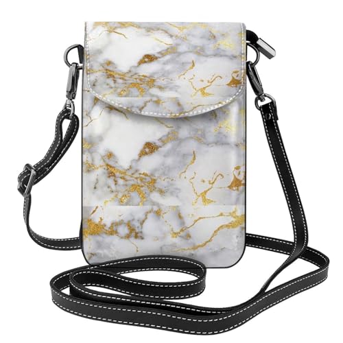 Sac bandoulière marbre doré italien et porte-téléphone en cuir PU pour femme