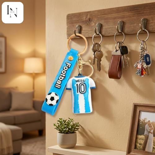 Image of Football jersey Keychain | Ronaldo key chains | messi Keychain | 3D Cute silicone key chain for bike men | soccer Keyring gifts for boys | anime key holder for bag